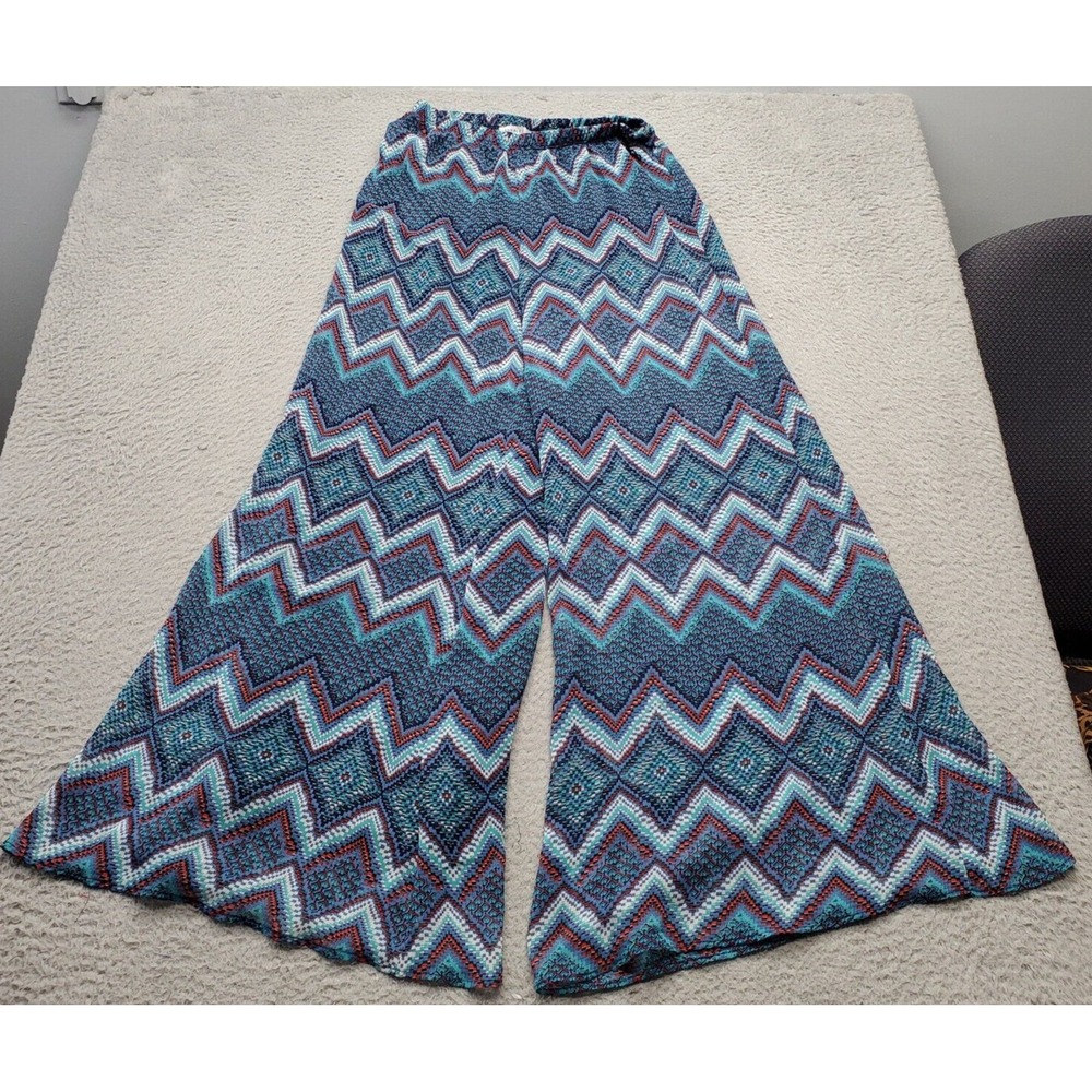 Annalee + Hope Palazzo Pants Womens Small Multi Chevron‎ Elastic Waist Pull On